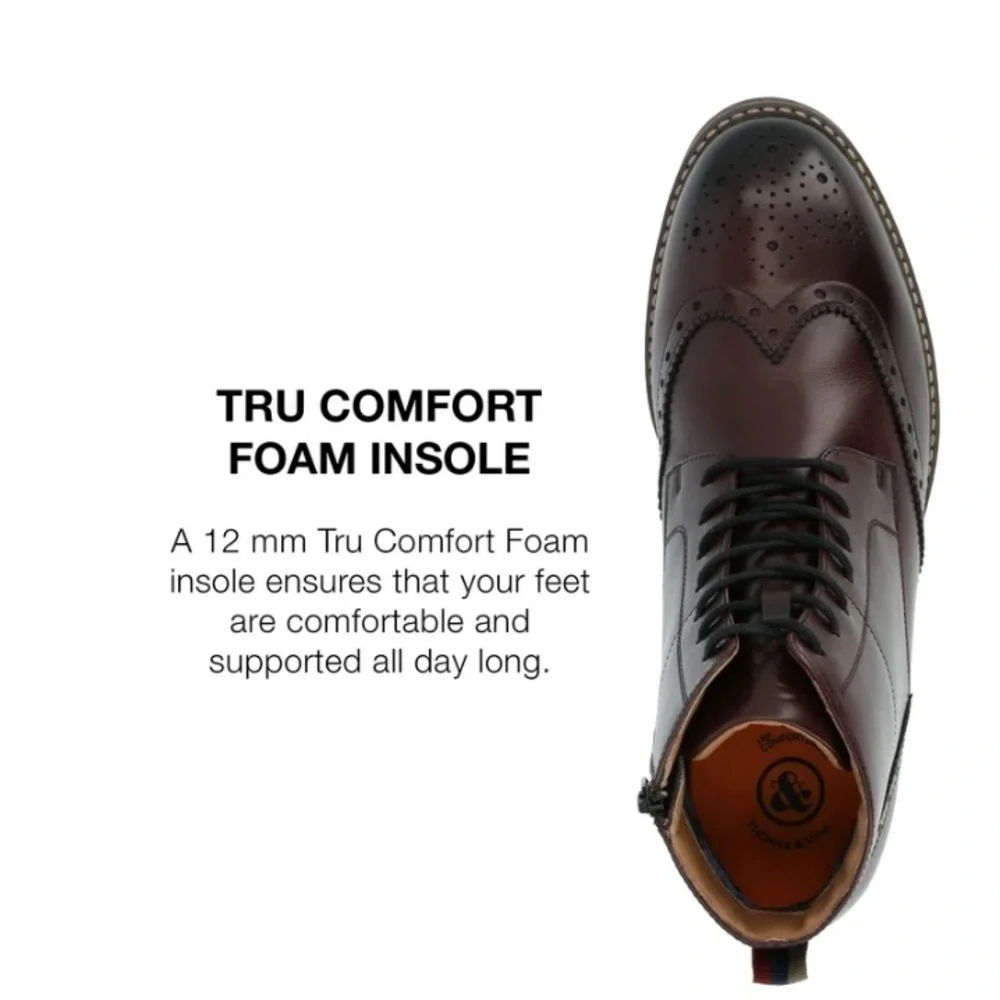 Thomas & Vine Edison Tru Comfort Foam Wingtip Ankle Boot new